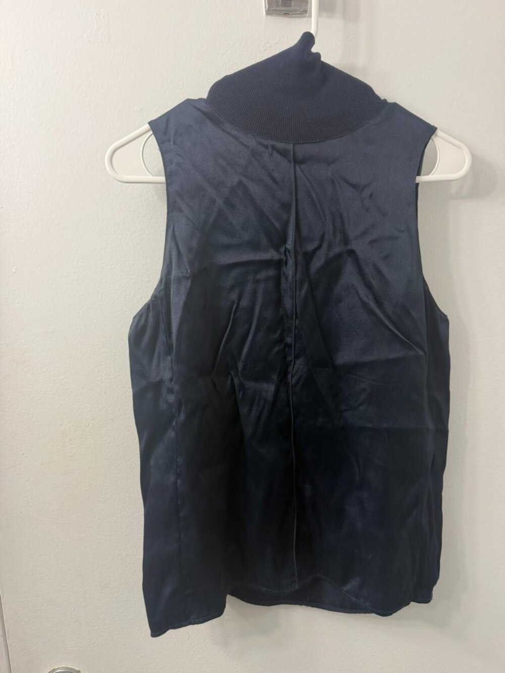 Rag and Bone Satin Turtleneck Top Navy Sz Small